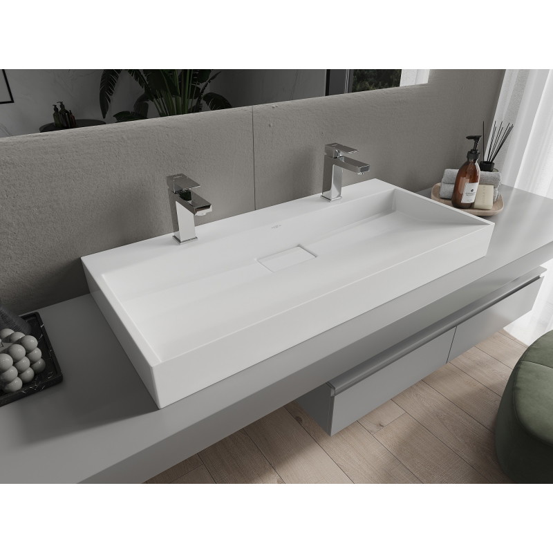 Mexen Ava stalviršio plautuvė iš konglomerato 2/O 100 x 46 cm, balta - 23011002