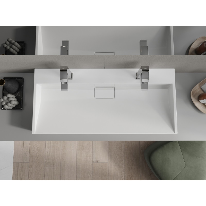 Mexen Ava stalviršio plautuvė iš konglomerato 2/O 100 x 46 cm, balta - 23011002