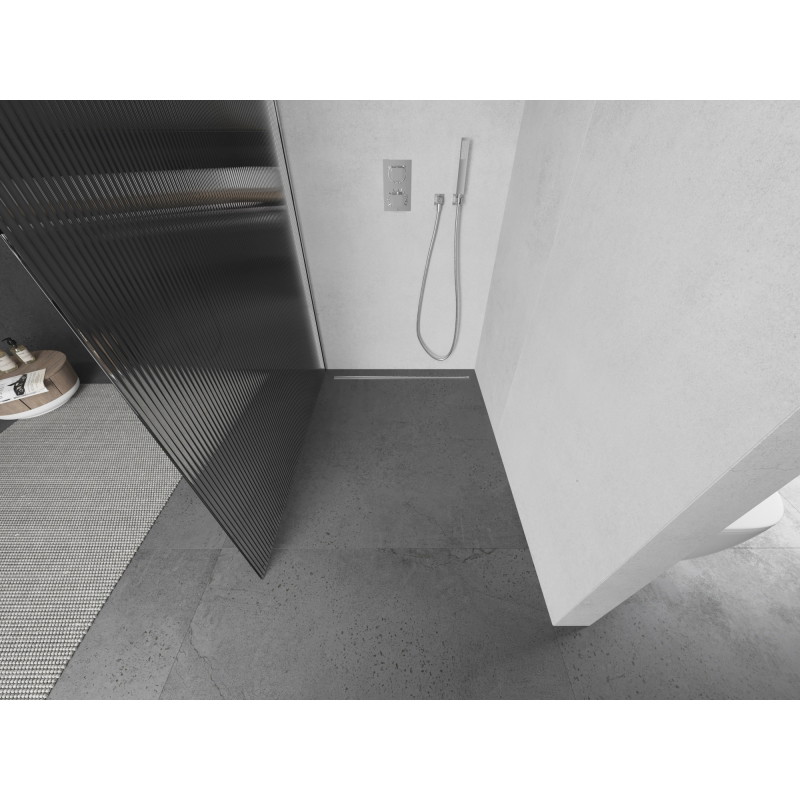 Mexen Kioto dušo sienelė Walk-in 130 x 200 cm, dryžiai 8 mm, chromas - 800-130-101-01-09