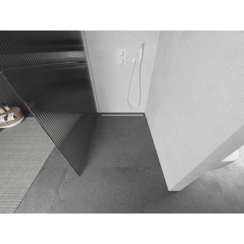 Mexen Kioto dušo sienelė Walk-in 80 x 200 cm, dryžuota 8 mm, balta - 800-080-101-20-09