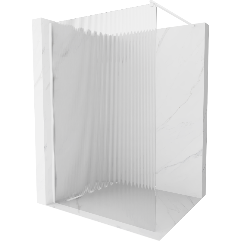 Mexen Kioto dušo sienelė Walk-in 130 x 200 cm, dryžuota 8 mm, balta - 800-130-101-20-09