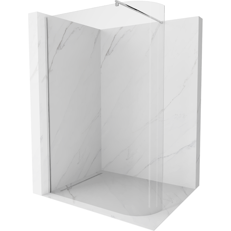 Mexen Kioto-R užlenkta dušo siena Walk-in 90 x 200 cm, permatoma 8 mm, chromuota - 800-090-101-01-06