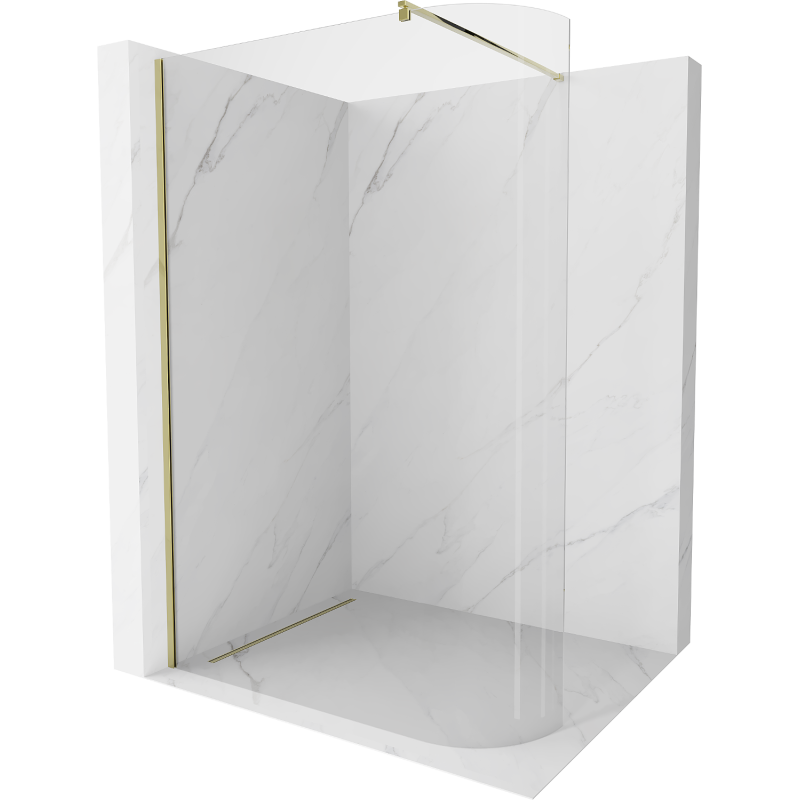 Mexen Kioto-R užapvalinta dušo siena Walk-in 130 x 200 cm, skaidri 8 mm, auksinė - 800-130-101-50-06
