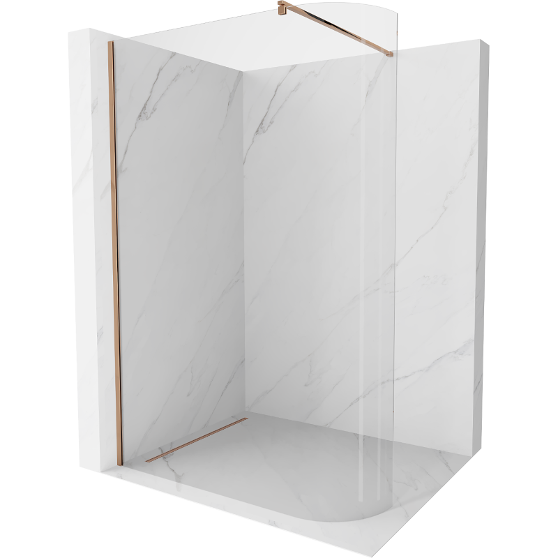 Mexen Kioto-R užapvalinta dušo siena Walk-in 100 x 200 cm, skaidri 8 mm, rožinis auksas - 800-100-101-60-06