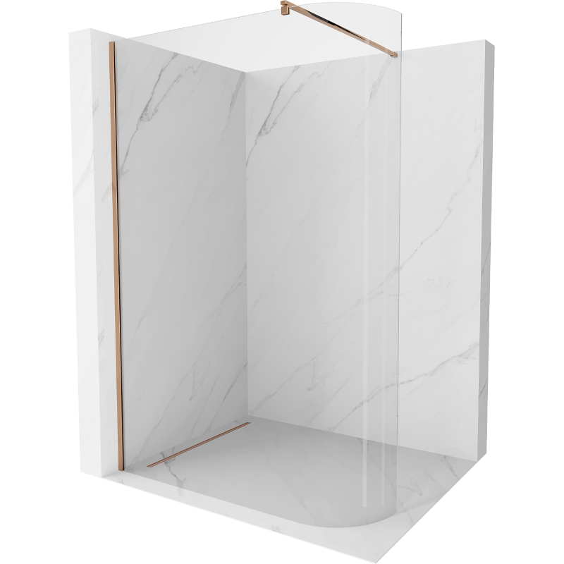 Mexen Kioto-R apvali dušo sienelė Walk-in 150 x 200 cm, skaidri 8 mm, rožinis auksas - 800-150-101-60-06