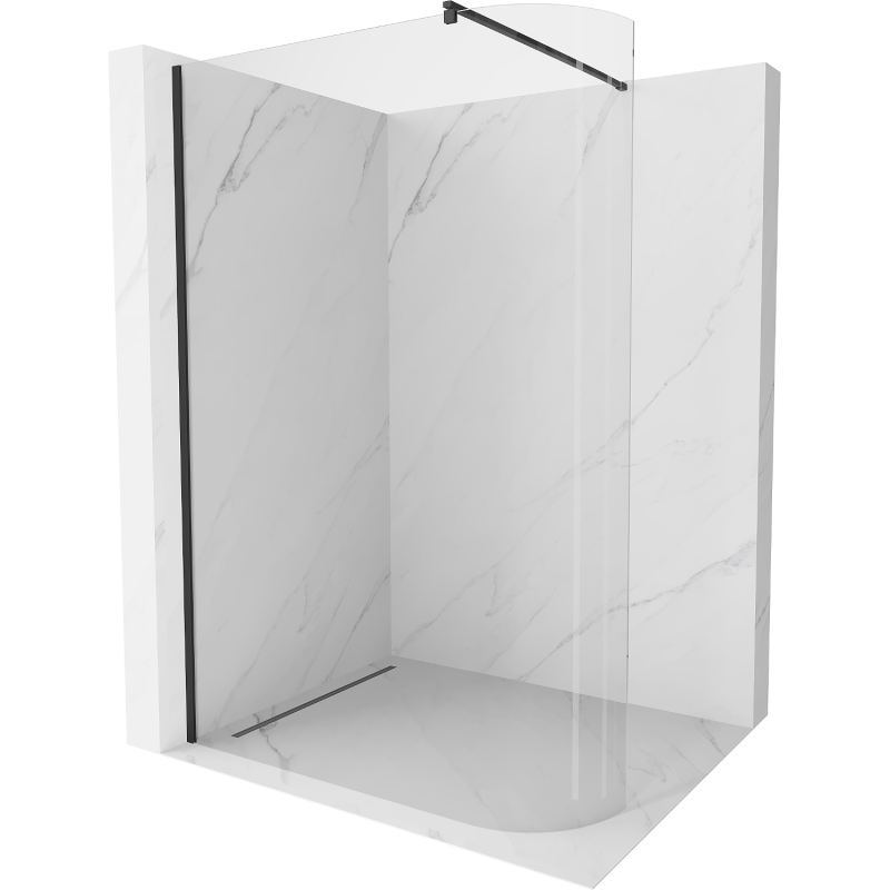 Mexen Kioto-R apvali dušo siena Walk-in 80 x 200 cm, skaidrus 8 mm, juodas - 800-080-101-70-06