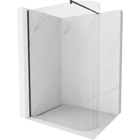 Mexen Kioto-R užapvalinta dušo pertvara Walk-in 110 x 200 cm, skaidri 8 mm, juoda - 800-110-101-70-06