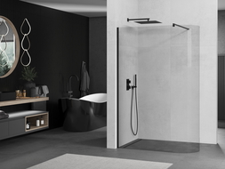 Mexen Kioto-R suapvalinta dušo sienelė Walk-in 120 x 200 cm, skaidri 8 mm, juoda - 800-120-101-70-06