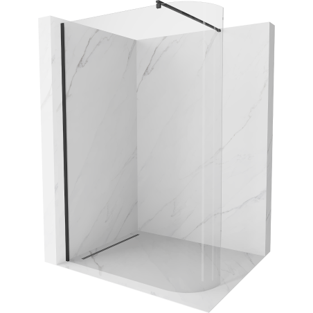 Mexen Kioto-R apvali dušo siena Walk-in 130 x 200 cm, permatomas 8 mm, juoda - 800-130-101-70-06