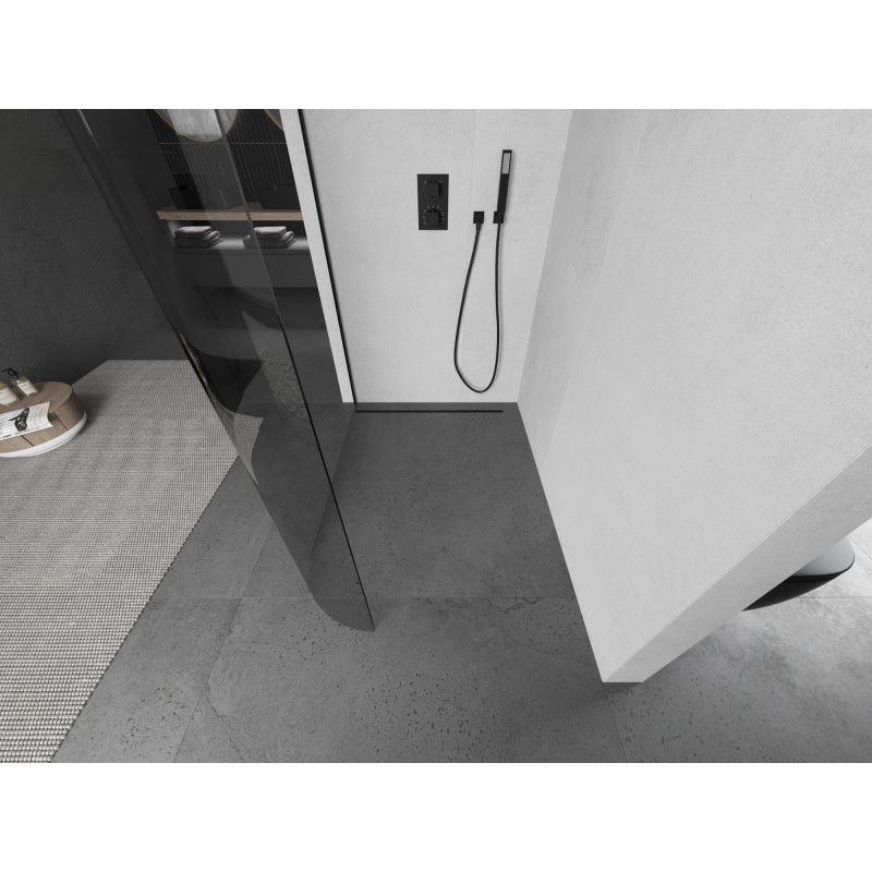 Mexen Kioto-R užapvalinta dušo sienelė Walk-in 150 x 200 cm, skaidri 8 mm, juoda - 800-150-101-70-06