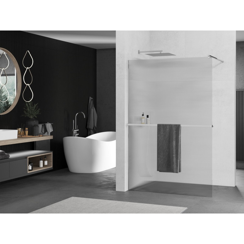 Mexen Kioto+ dušo pertvara su lentyna Walk-in 80 x 200 cm, dryžuota, chromas - 800-080-121-01-09