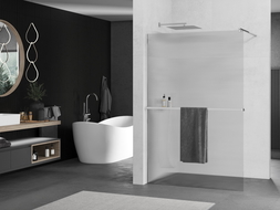 Mexen Kioto+ dušo siena su Walk-in lentyna 90 x 200 cm, juostos, chromas - 800-090-121-01-09