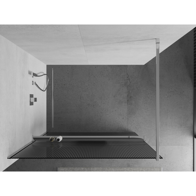 Mexen Kioto+ dušo sienelė su lentyna Walk-in 120 x 200 cm, juostelės, chromas - 800-120-121-01-09