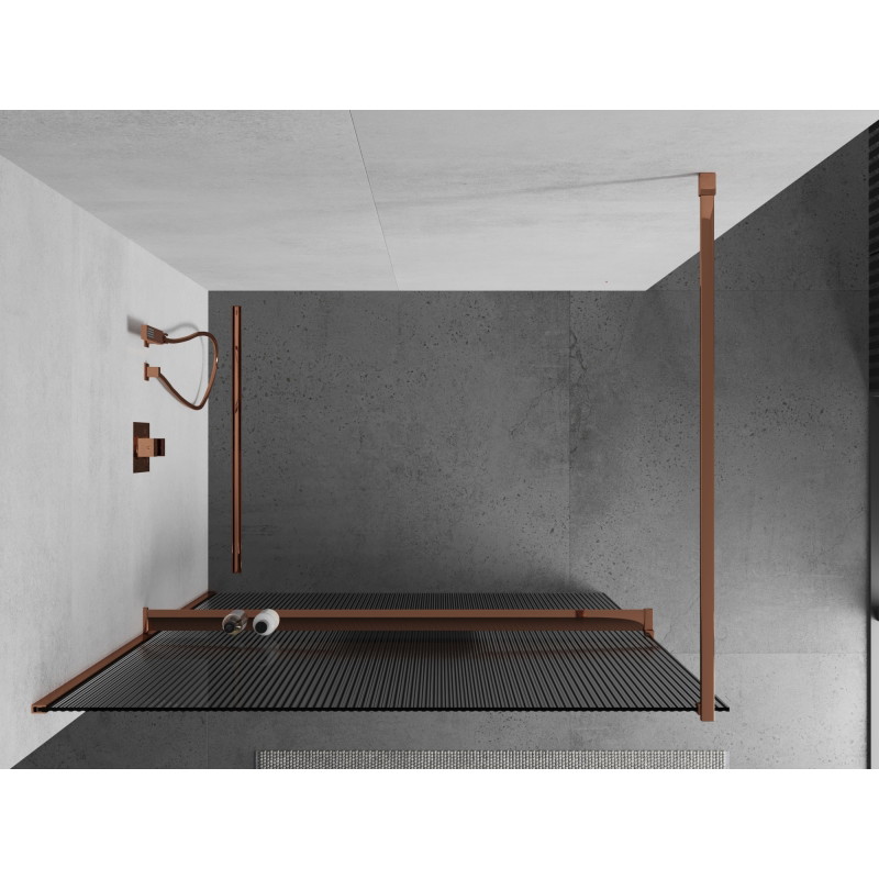 Mexen Kioto+ dušo siena su lentyna Walk-in 70 x 200 cm, dryžuota, rožinis auksas - 800-070-121-60-09