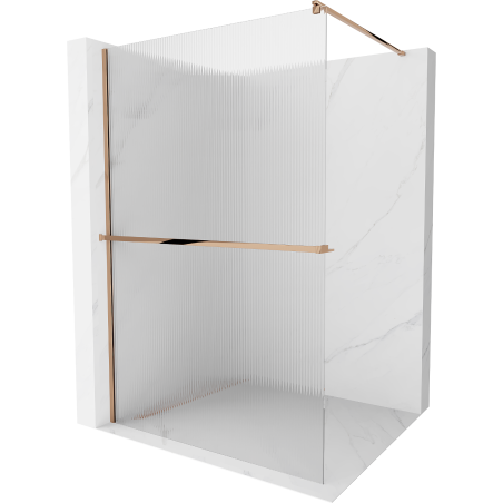 Mexen Kioto+ dušo sienelė su lentyna Walk-in 140 x 200 cm, grioveliai, rožinis auksas - 800-140-121-60-09