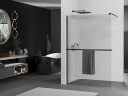 Mexen Kioto+ dušo pertvara su lentyna Walk-in 90 x 200 cm, dryžuota, juoda - 800-090-121-70-09