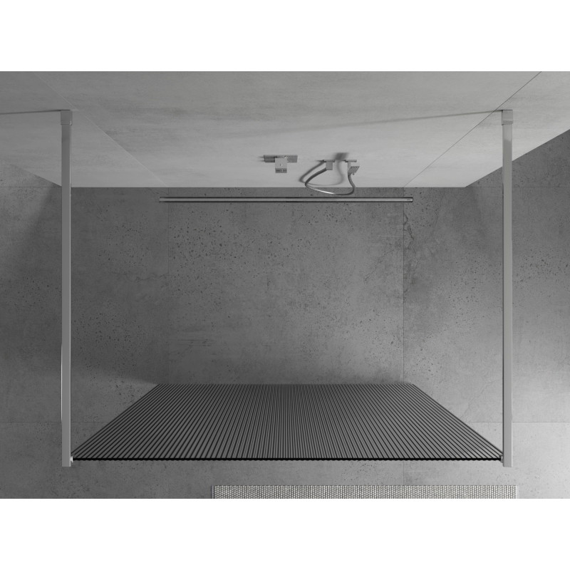 Mexen Kioto laisvai stovinti dušo siena 130 x 200 cm, ruožuota 8 mm, chromuota - 800-130-002-01-09