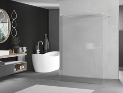 Mexen Kioto laisvai stovinti dušo pertvara 120 x 200 cm, dryžuota 8 mm, balta - 800-120-002-20-09