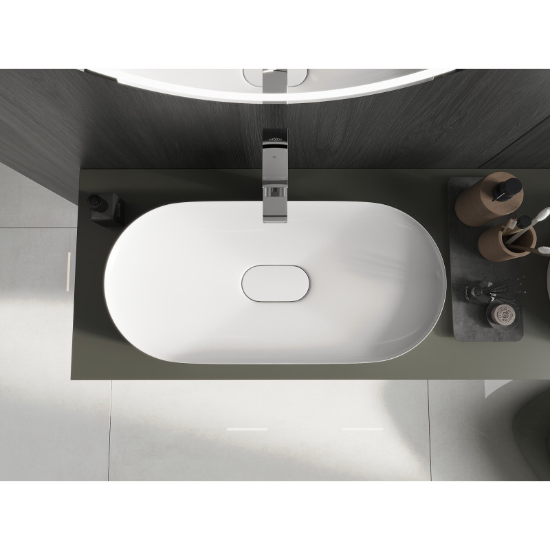 Mexen Sofia stalviršinis praustuvas iš konglomerato 70 x 35 cm, baltas - 23067001