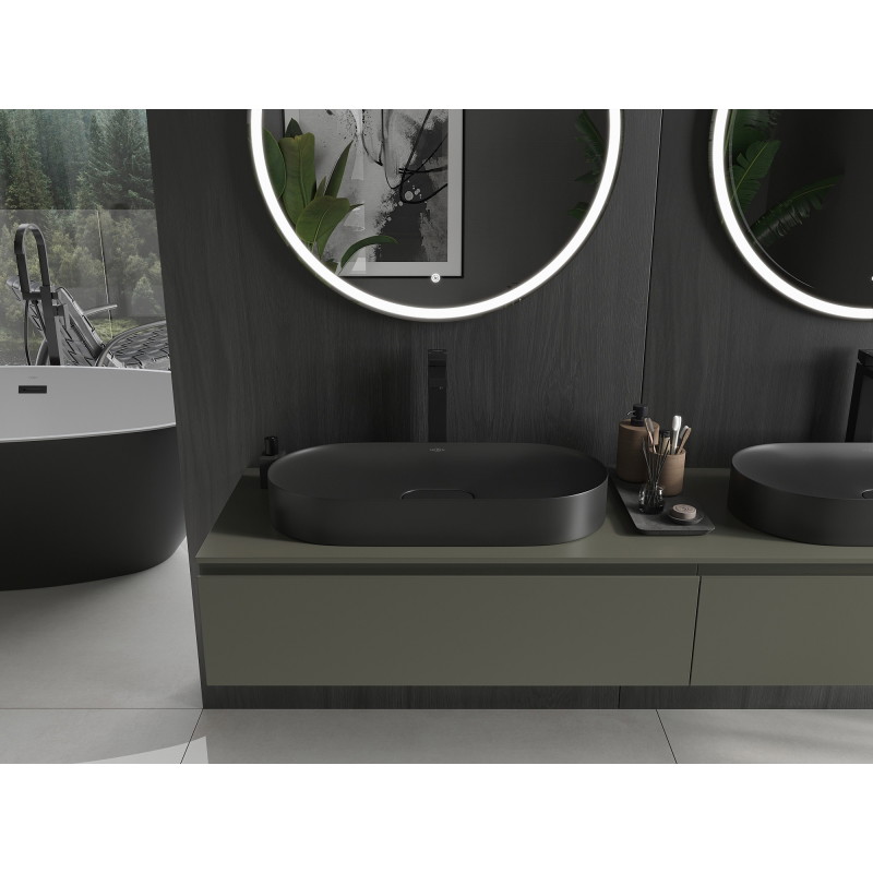 Mexen Sofia stalviršinis kriauklė iš konglomerato 70 x 35 cm, juoda - 23067071