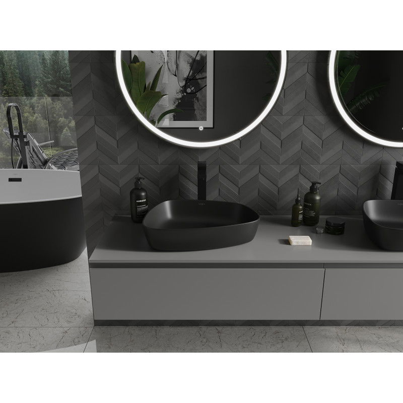 Mexen Ono stalviršis praustuvas iš konglomerato 51 x 39 cm, juodas - 23045171