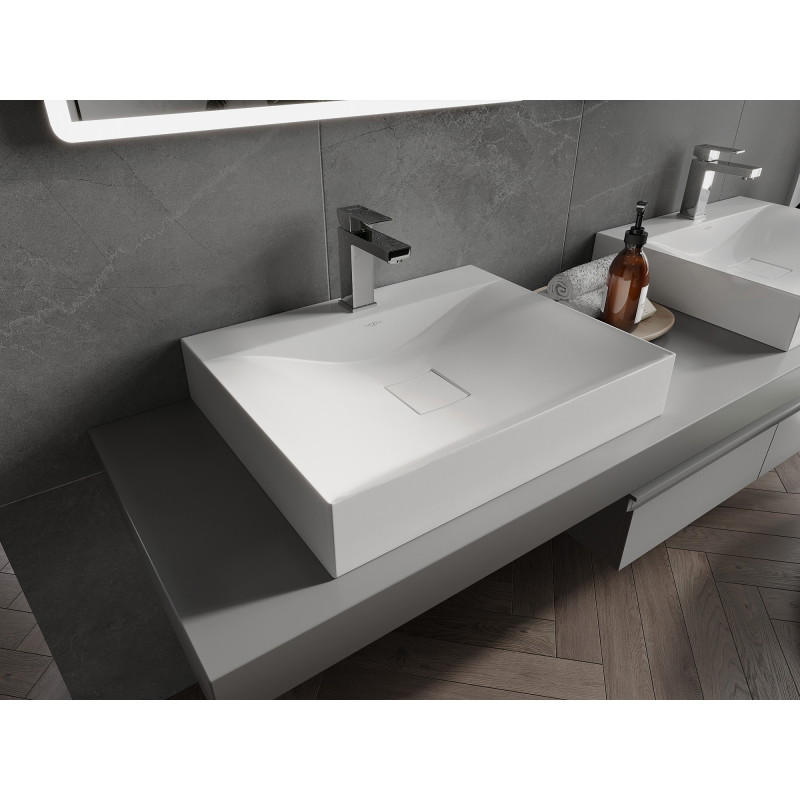 Mexen Poli stalviršinis praustuvas iš konglomerato 1/O 60 x 48 cm, baltas - 23026001