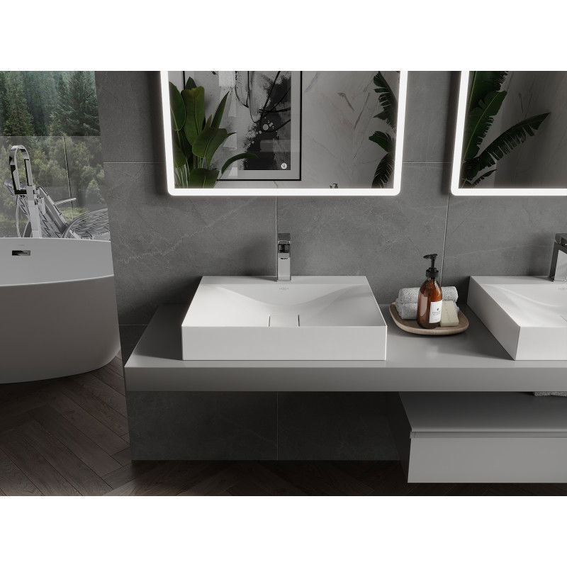 Mexen Poli stalviršio plautuvė iš konglomerato 1/O 60 x 48 cm, balta - 23026001