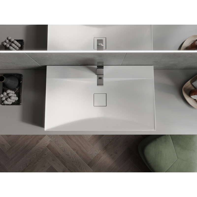 Mexen Poli stalviršinis praustuvas iš konglomerato 1/O 80 x 48 cm, baltas - 23028001