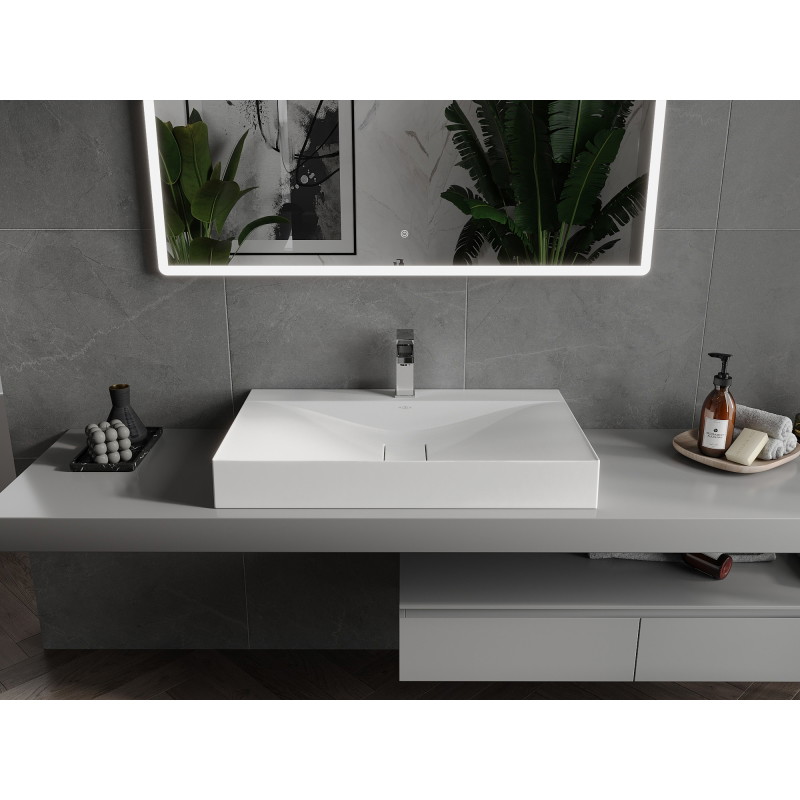 Mexen Poli stalviršinis praustuvas iš konglomerato 1/O 80 x 48 cm, baltas - 23028001