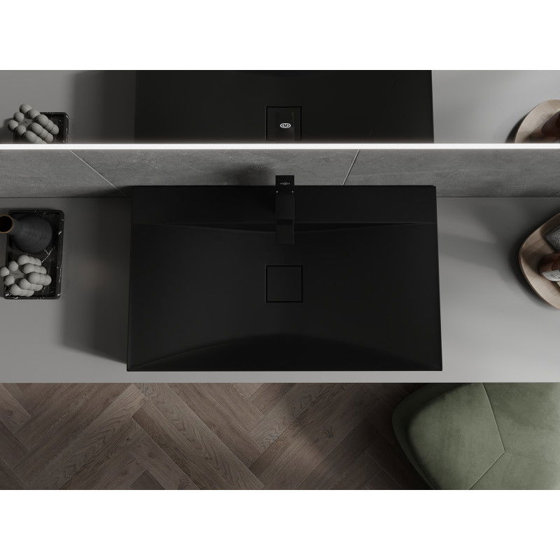 Mexen Poli stalviršio praustuvas iš konglomerato 1/O 80 x 48 cm, juodas - 23028071