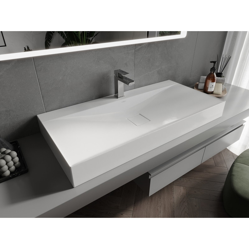 Mexen Poli stalviršio praustuvas iš konglomerato 1/O 100 x 48 cm, baltas - 23021001