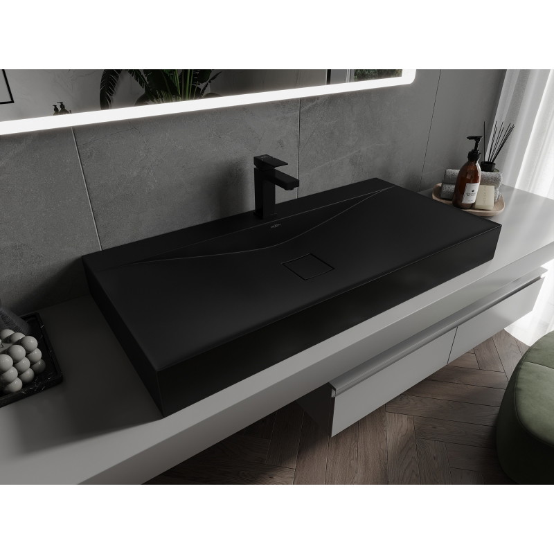 Mexen Poli stalviršio kriauklė iš konglomerato 1/O 100 x 48 cm, juoda - 23021071