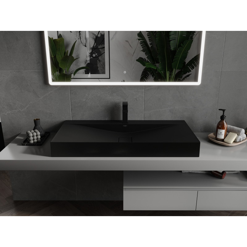 Mexen Poli stalviršio praustuvas iš konglomerato 1/O 100 x 48 cm, juoda - 23021071