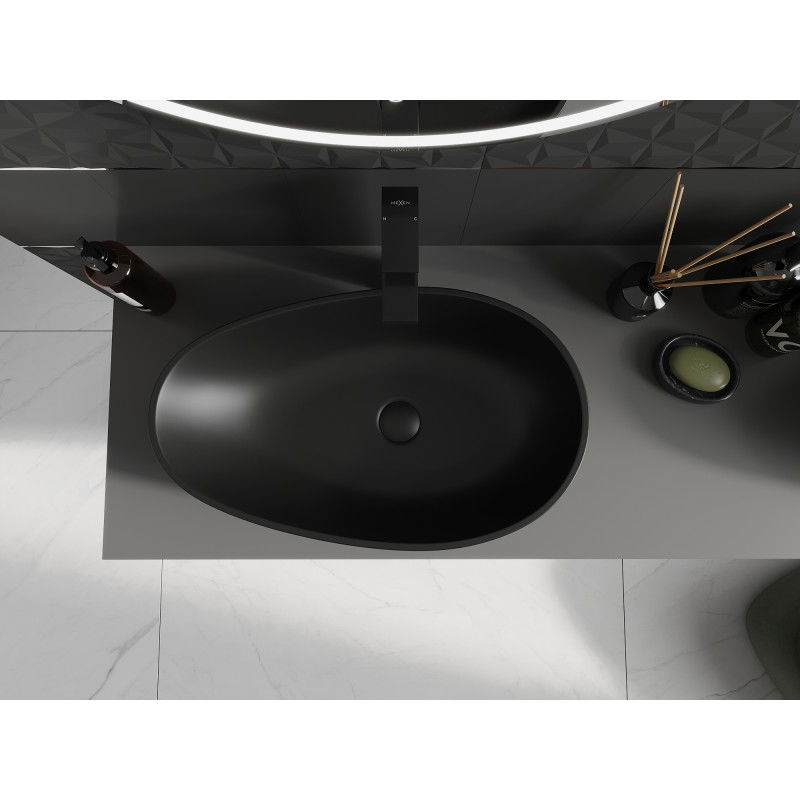 Mexen Nora stalviršio praustuvas iš konglomerato 60 x 36 cm, juodas - 23056071