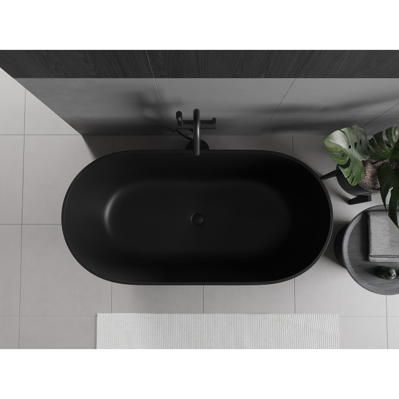 Mexen Rimini laisvai stovinti vonia iš akmens masės 150 x 75 cm, juodai matinė - 57241507570
