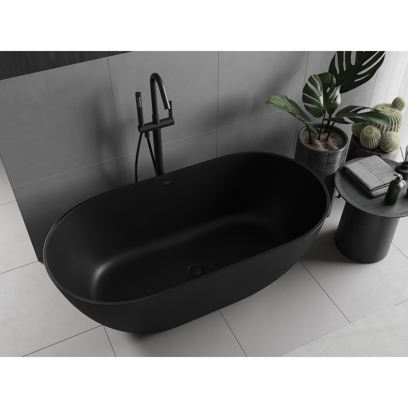 Mexen Rimini laisvai stovinti vonia iš akmens masės 150 x 75 cm, juodai matinė - 57241507570