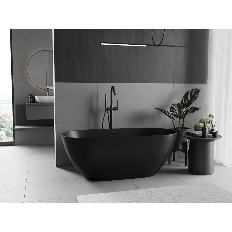 Mexen Rimini laisvai stovinti vonia iš akmens masės 150 x 75 cm, juodai matinė - 57241507570