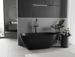 Mexen Rimini laisvai stovinti vonia iš akmens masės 150 x 75 cm, juodai matinė - 57241507570