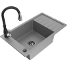 Mexen Elias granitinė plautuvė 1-dubens su nusausintoju ir virtuviniu maišytuvu Savita, pilkas - 6511-71-672601-70-B