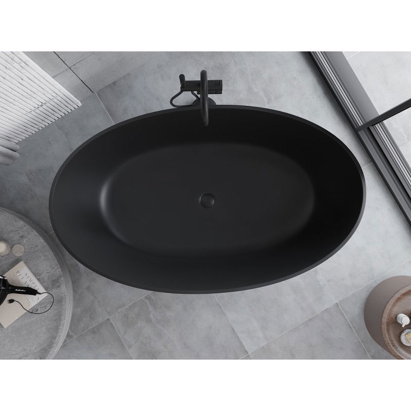 Mexen Parma laisvai pastatoma konglomerato vonia 160 x 95 cm, juoda matinė - 57231609570