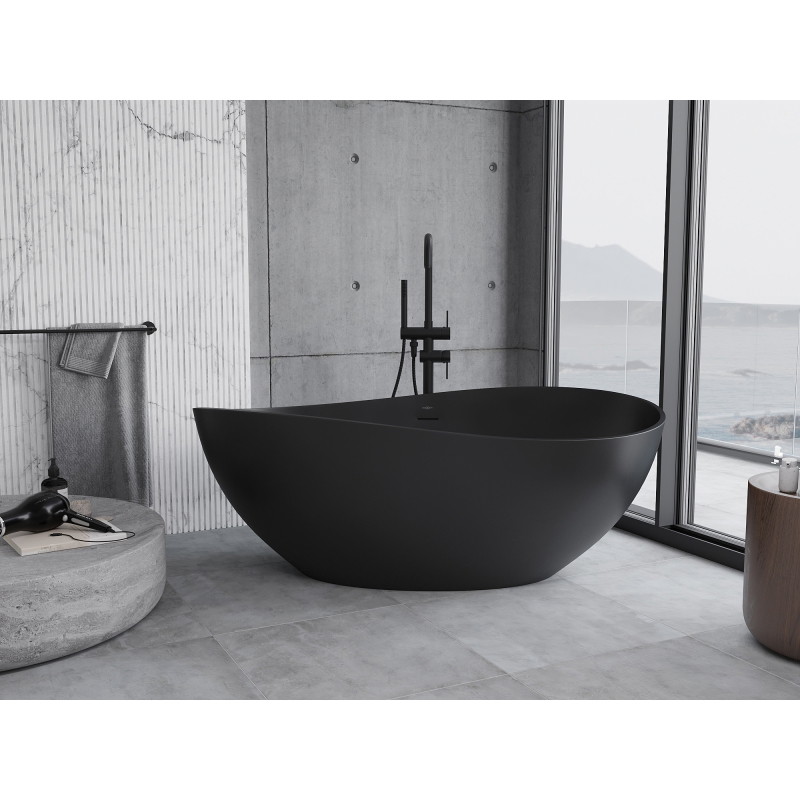 Mexen Parma laisvai pastatoma vonia iš konglomerato 160 x 95 cm, juoda matinė - 57231609570
