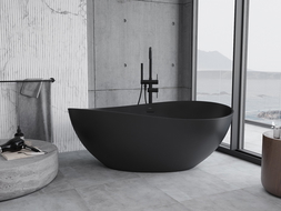 Mexen Parma laisvai stovinti vonia iš konglomerato 160 x 95 cm, juoda matinė - 57231609570
