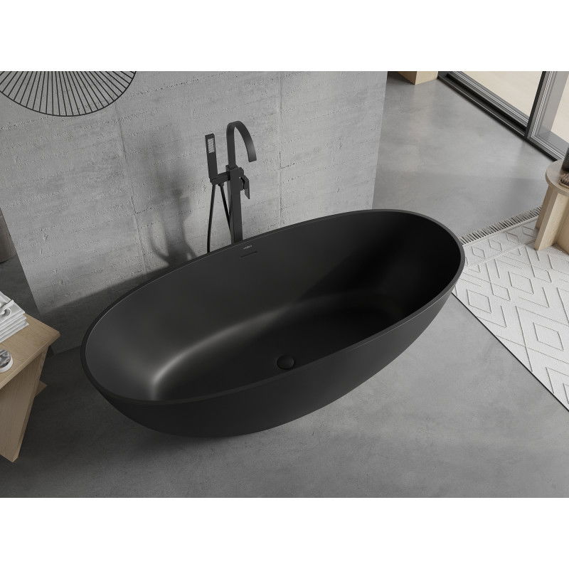 Mexen Bari laisvai pastatoma vonia iš konglomerato 165 x 75 cm, juoda matinė - 57221657570