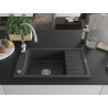 Mexen Elias granito kriauklė su vienu dubeniu, lašėjimo paviršiumi ir Savita virtuvės maišytuvu, juoda su dėmelėmis