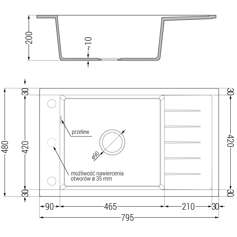 Mexen Elias granitinė vieno dubens plautuvė su lašėjimo paviršiumi ir virtuviniu maišytuvu Savita, juoda dėmėta