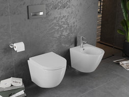 Mexen Lena WC dubuo Rimless su lėtai nusileidžiančia tvirta sėdyne, duroplastikas, blizgi balta - 30220200
