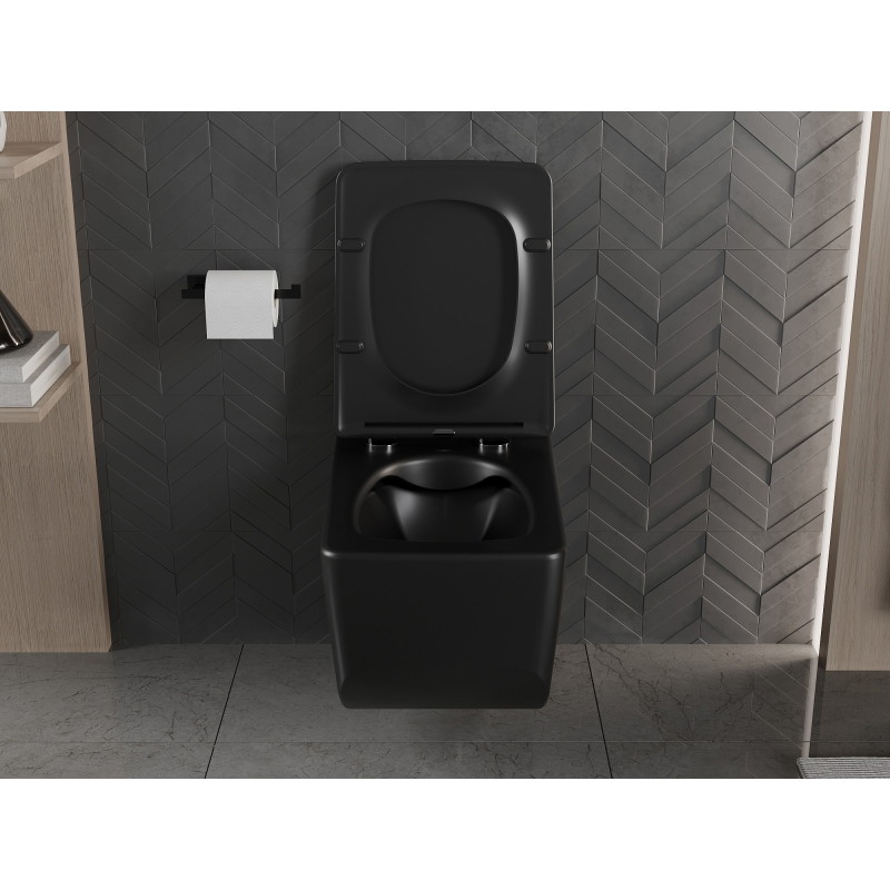 Mexen Vera Rimless WC dubuo su lėtai nusileidžiančiu slim dangčiu, duroplastiku, juoda matinė - 30164070