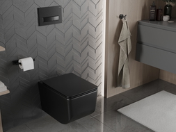 Mexen Vera Rimless WC klozetas su lėtai nusileidžiančia plona duroplastine lenta, juodas matinis - 30164070