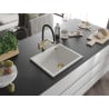 Mexen Pedro vienguba granitinė plautuvė 560 x 460 mm, Balta, sifonas Auksinė - 6508561000-20-G