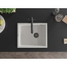 Mexen Pedro granito kriauklė su vienu dubeniu 560 x 460 mm, balta, juodas sifonas - 6508561000-20-B